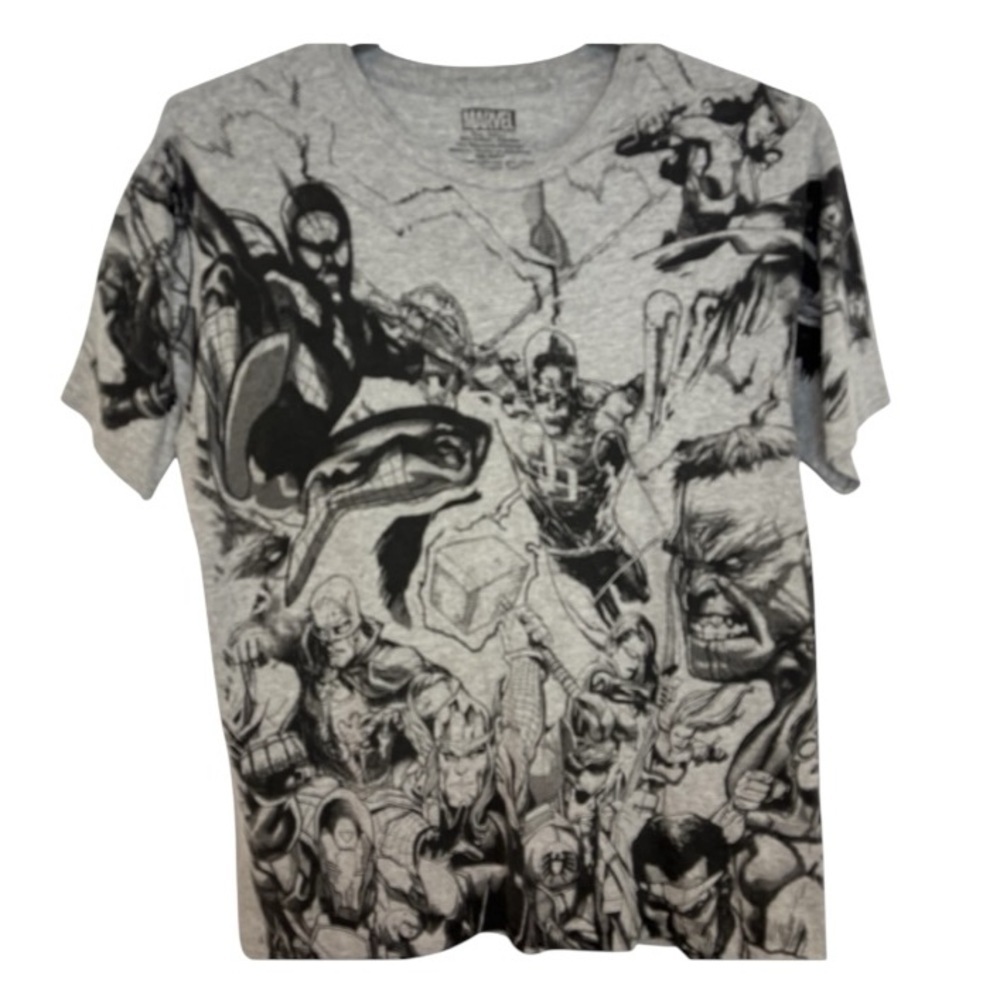 Marvel Characters Black and Gray Graphic Men's T-Shirt